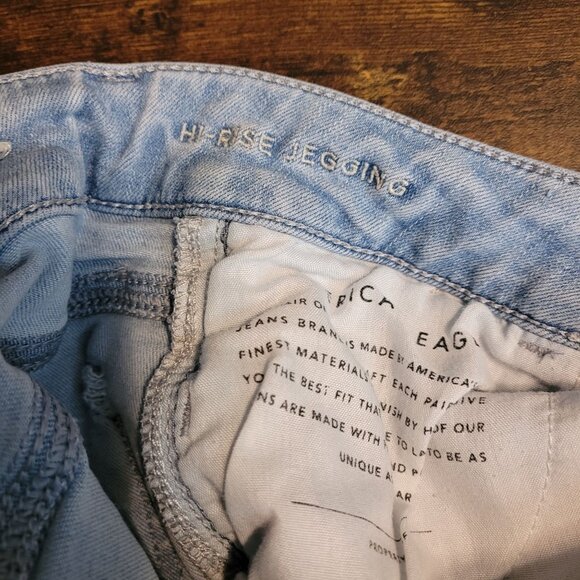 American Eagle Jeans 2s Jegging Next Level Stretch Hi Rise Light Wash Ripped - Picture 5 of 13